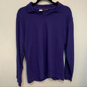 Affinity Apparel Minimalist Preppy Royal Blue V-neck Long-sleeve Sweater, Sz. M
